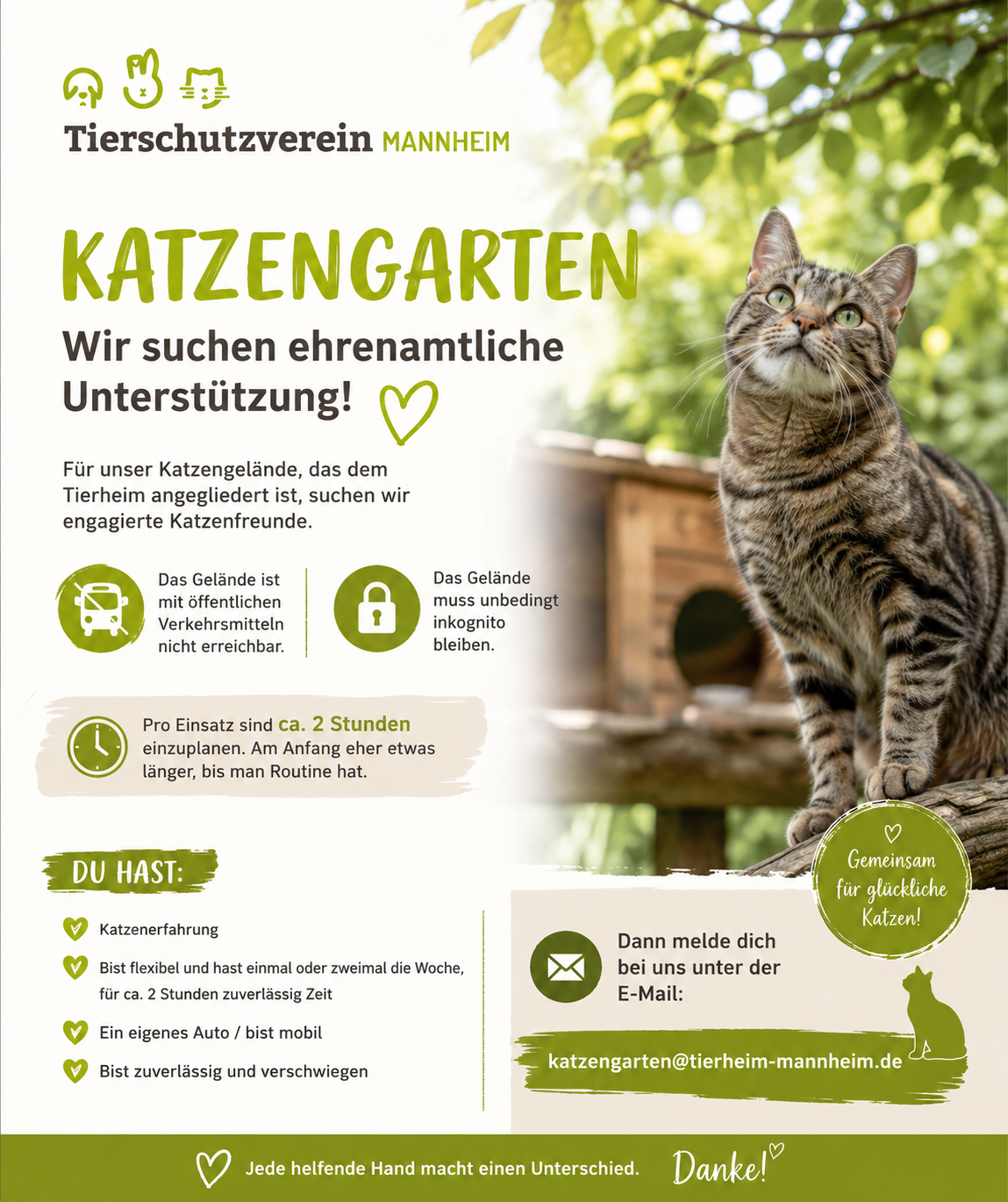 Katzengarten – Wir brauchen ehrenamtliche Unterstützung